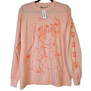 Sailor Moon Long Sleeve Tee Sz M – Pink Graphic Anime Shirt Kawaii Vibes